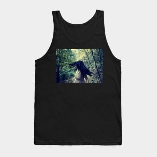 Scared girl running in the forest Tank Top